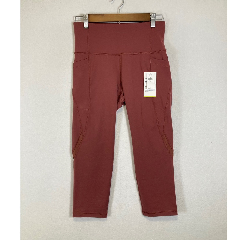 Athletic Old Navy Girls M Terracotta Rose Elevate High Rise Go-Dry Crop Leggings